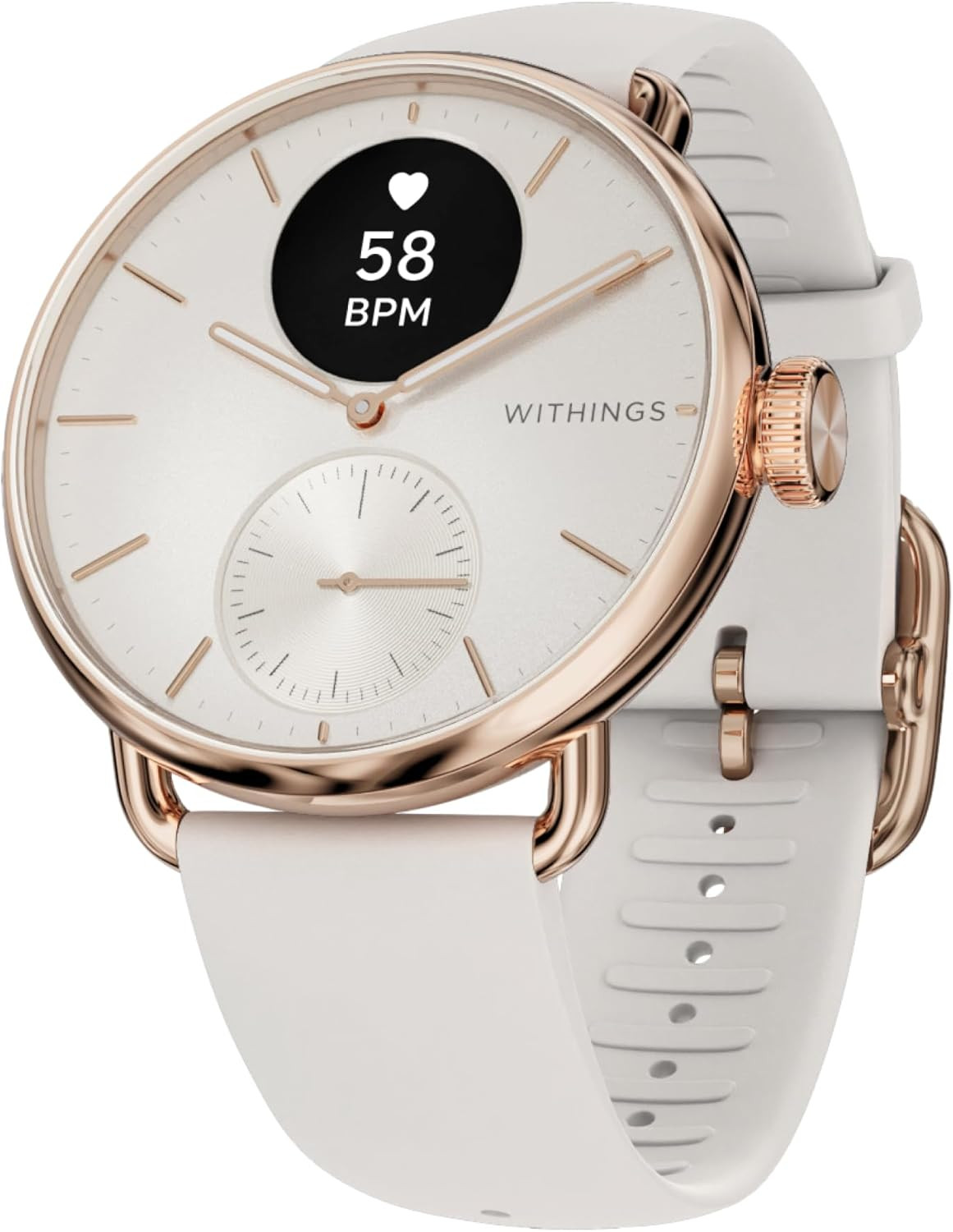 WITHINGS ScanWatch 2 - Hybrid Smart Watch, Heart Rate Monitoring, Fitness Tracker, Cycle Tracker, Sleep Monitoring, GPS Tracker, 30-Day Battery Life, Android & Apple Compatible, HSA/FSA